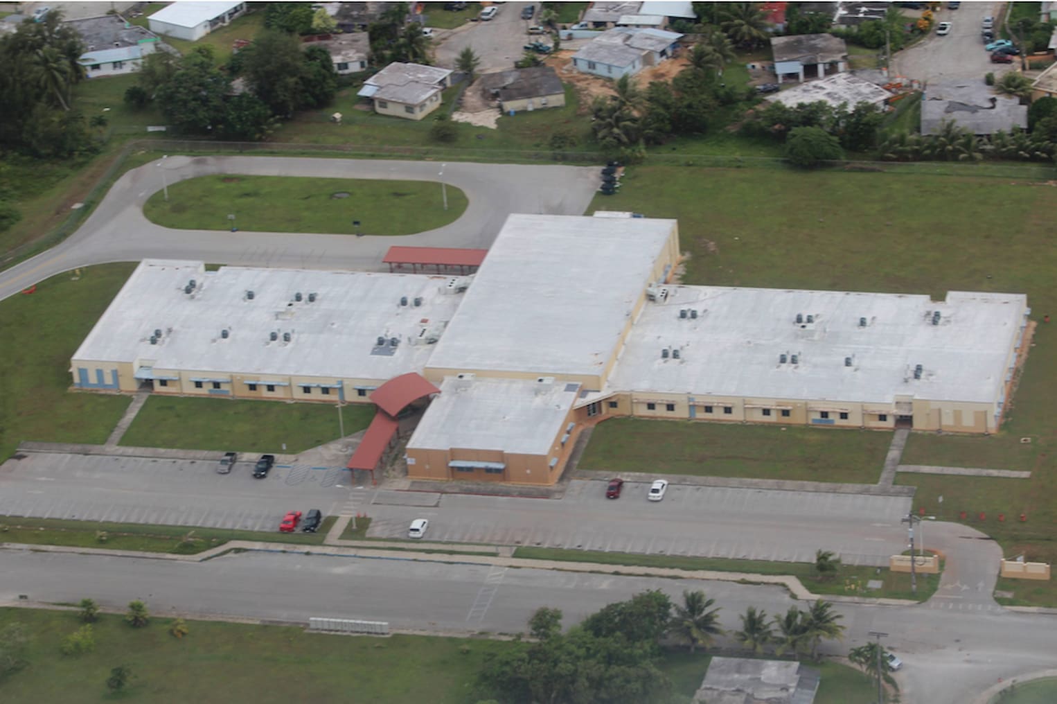 Aerial view of Guam school